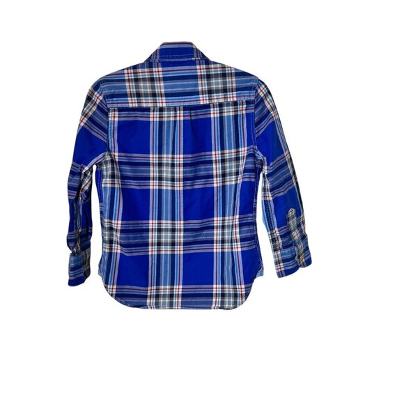Mini Boden Boys Blue Plaid Long Sleeve Button-Down Shirt 2-3Y - Picture 4 of 4